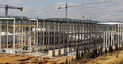 Construction site of Ferrosolar’s 1,400-ton plant for upgraded metallurgical-grade (UMG) silicon in Puertollano, Ciudad Real province, Castile-La Mancha autonomous region, Spain