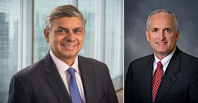 Arabinda Ghosh (left), designated Chairman and CEO of Hemlock Semiconductor, and Ken Collins, site leader of Wacker Chemical Corporation’s polysilicon and pyrogenic silica plants in Charleston, Tennessee