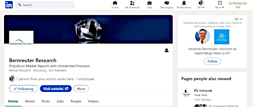 LinkedIn company page of Bernreuter Research