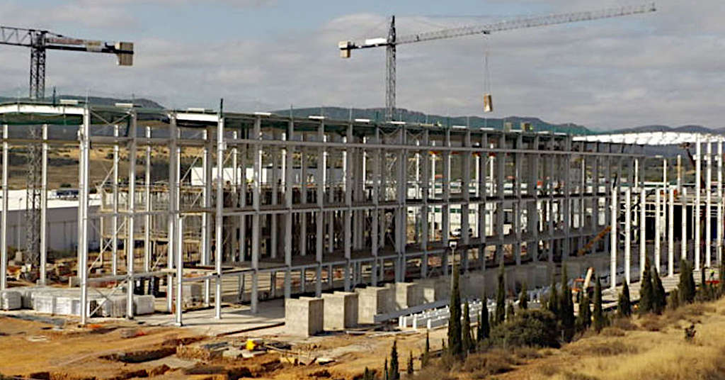 Construction site of Ferrosolar’s 1,400-ton plant for upgraded metallurgical-grade (UMG) silicon in Puertollano, Ciudad Real province, Castile-La Mancha autonomous region, Spain