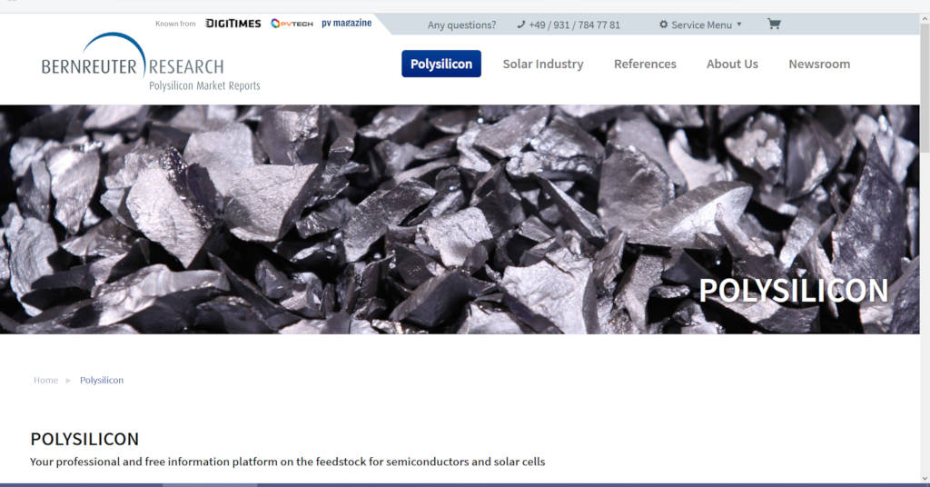 The polysilicon information platform provided online by Bernreuter Research